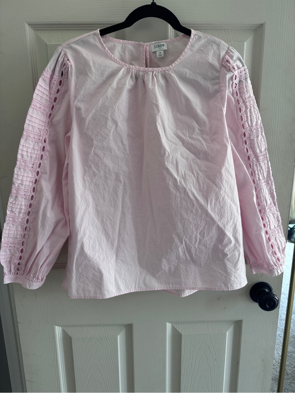 J. Crew Women’s Pink Eyelet Sleeve Blouse